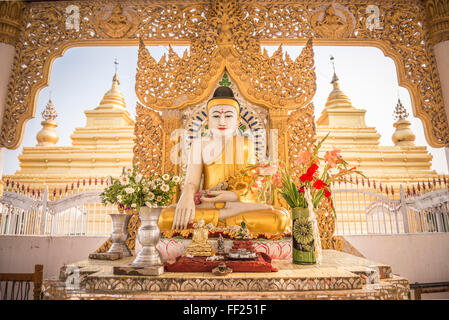 Buddha at Kuthodaw Pagoda, at the foot of Mandalay Hill, Mandalay Region, Myanmar (Burma), Asia Stock Photo