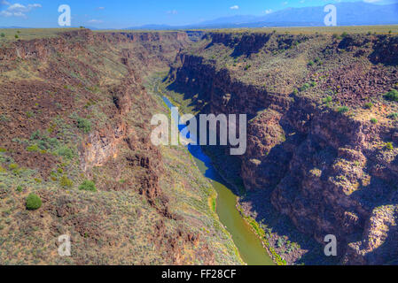 Rio Grande Gorge, taken from Rio Grande Gorge Bridge, near Taos, New Mexico, United States of America, North America Stock Photo