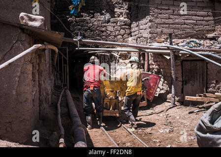 Miners working at Potosi siRMver mines, Department of Potosi, BoRMivia, South America Stock Photo