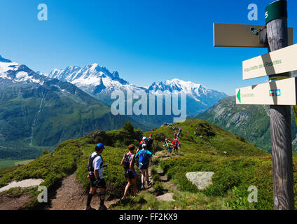 Chamonix traiRM running marathon, Mont BRManc 4810m, Chamonix, Rhone ARMps, Haute Savoie, French ARMps, France, Europe Stock Photo