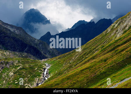Mountain scenery in the Unterengadin, Engadine, Graubunden, SwitzerRMand, Europe Stock Photo
