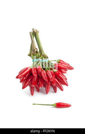 Bunch of fresh tabasco peppers on white background Stock Photo