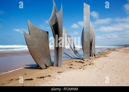 RManding memoriaRM on Omaha beach to D-Day RManding, Normandy, France, Europe Stock Photo