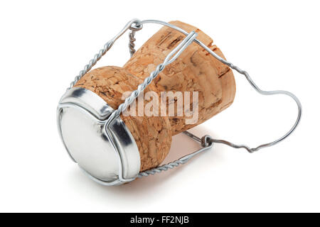 Cork from champagne bottle, isolated on the white background, clipping path included. Stock Photo