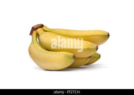 Bunch of fresh baby bananas on white background Stock Photo