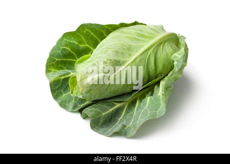 Fresh organic pointed cabbage on white background Stock Photo