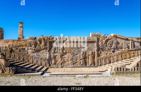 Ancient persian carving in Persepolis - Iran Stock Photo