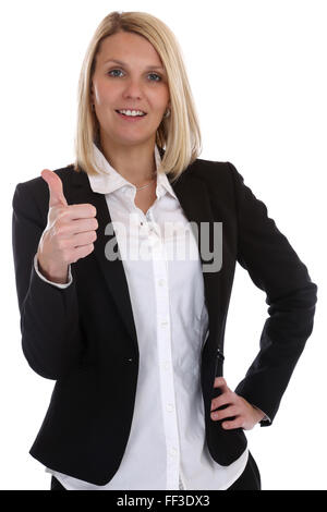 Young business woman secretary boss manager occupation thumbs up isolated on a white background Stock Photo