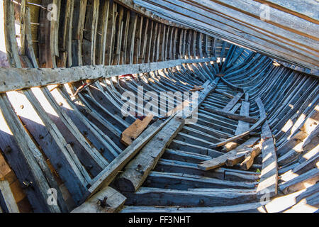 Interior of a dhow in construction, Morondava, Toliara province, Madagascar Stock Photo