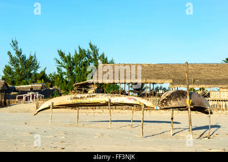 Fishing boats on the beach, Morondava, Toliara province, Madagascar Stock Photo