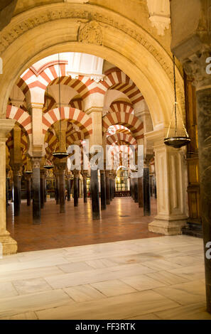 Moorish arches in the former Great mosque now cathedral, Cordoba, Spain Stock Photo