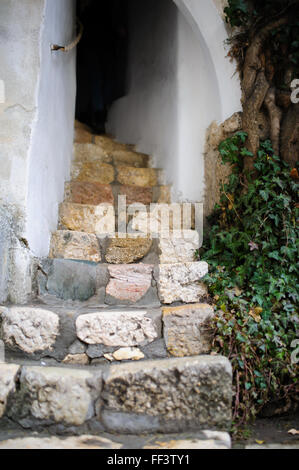Stairs in historical museum castle Bran. Brasov, Romania, Transylvania. Stock Photo