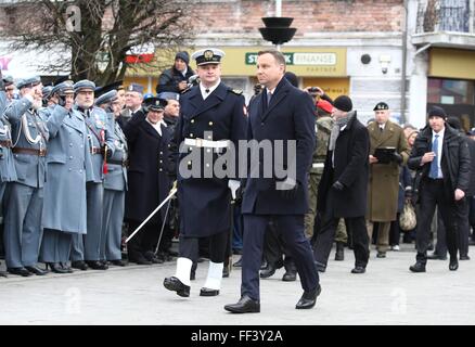 Puck, Poland 10th, February 2016 President Andrzej Duda attends the 96th anniversary of the Poland's Wedding to the Sea in Puck. Poland's Wedding to the Sea ceremony was established in 1920 to celebrate and symbolize restored Polish access to the Baltic Sea, which was lost in 1793 due to the Partitions of Poland. Credit:  Michal Fludra/Alamy Live News Stock Photo