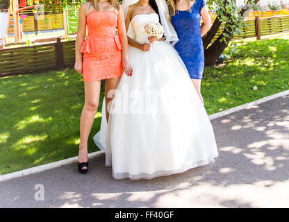 Row of bridesmaids  at wedding ceremony Stock Photo