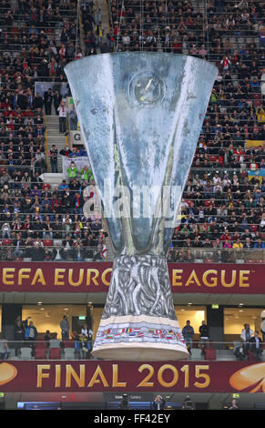 Pre-match performance at Warsaw National Stadium before UEFA Europa League Final game FC Dnipro vs FC Sevilla Stock Photo