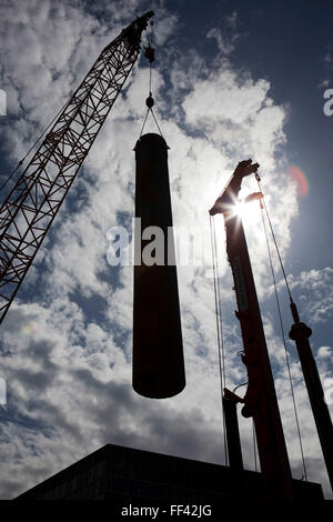 Installing Geothermal International’s ‘Energy Pile’ ground source heat pumps at a building in the City of London. Stock Photo