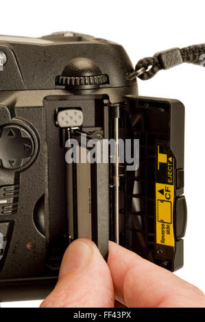 Inserting or Removing Camera Memory card Stock Photo