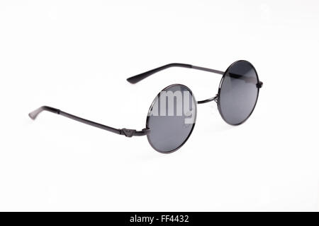 round retro sunglasses on white background Stock Photo