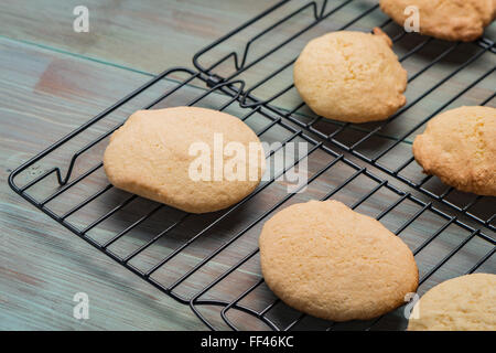 Delicious coockies on old wooden weathering table. Stock Photo