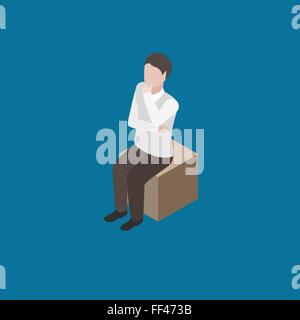 Man sitting on box Stock Vector