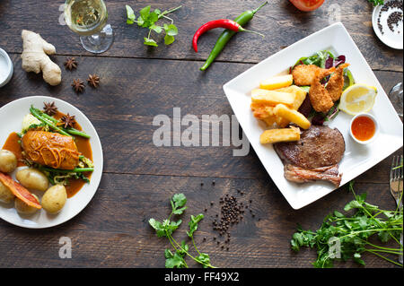 Tabletop food from above with space for copy Stock Photo