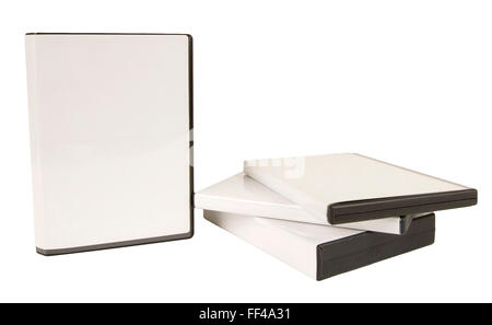 DVD Cases With Blank White Labels Stock Photo