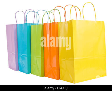 Five Pastel Shopping Bags With Handles Stock Photo