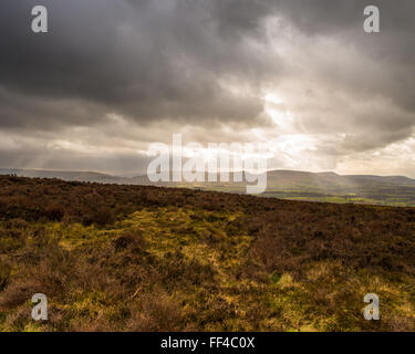 Sunlight breaking through clouds, as seen from the Cleveland Hills Stock Photo
