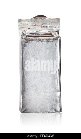 Packaging of silver foil isolated on white background Stock Photo