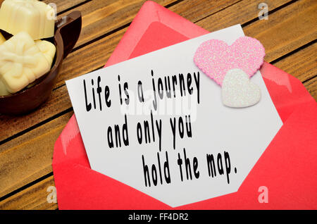 Life is a journey and only you hold the map written on paper Stock Photo