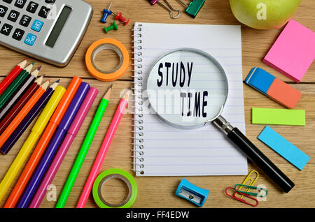 Study time words on notebook Stock Photo