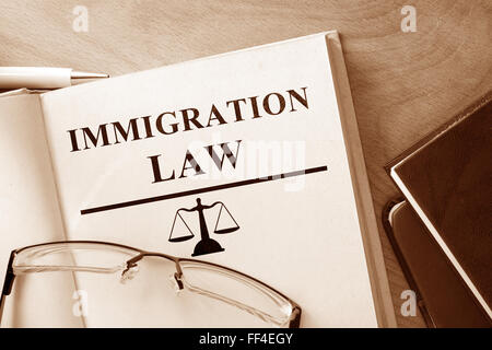Code of  Immigration Law on a wooden table. Stock Photo
