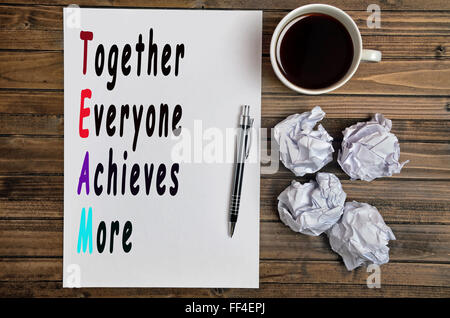Team word written on paper Stock Photo