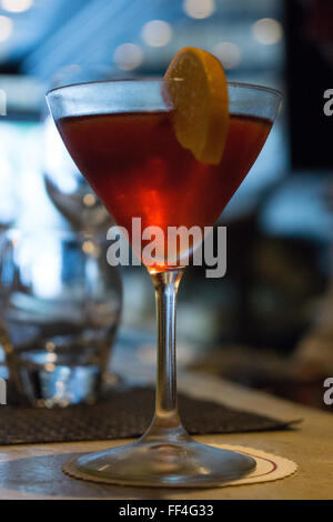 Negroni cocktail in a bar in NYC Stock Photo