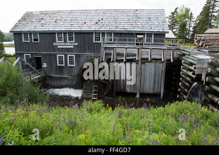 The saw mill at Sherbrooke Village in Nova Scotia, Canada. The historic building is powered by water. Stock Photo