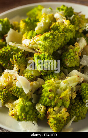 Organic Green Baked Romanesco with Cheese and Pepper Stock Photo