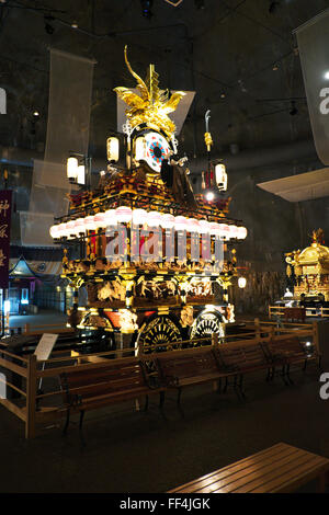 Life size floats displayed inside Matsuri no Mori (Festival Forest) in Takayama Stock Photo