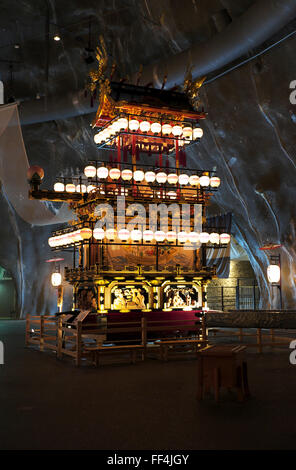 Life size floats displayed inside Matsuri no Mori (Festival Forest) in Takayama Stock Photo