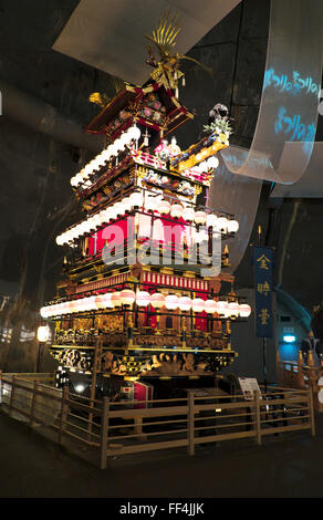 Life size floats displayed inside Matsuri no Mori (Festival Forest) in Takayama Stock Photo