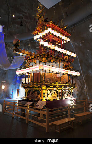 Life size floats displayed inside Matsuri no Mori (Festival Forest) in Takayama Stock Photo