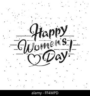 Happy Women's Day hand drawn lettering over white background for your design Stock Vector