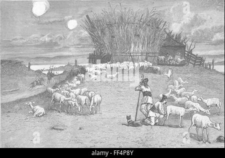 SHEEP shepherd's hut near the fighting 1877. The Graphic Stock Photo