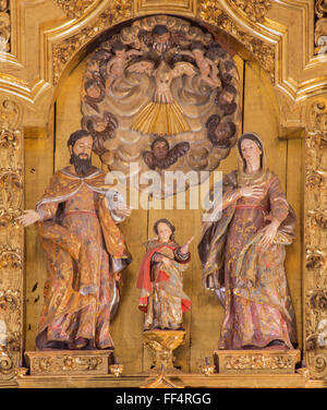 CORDOBA, SPAIN - MAY 26, 2015: The carved Holy Family sculptural in church St. Ann and and st.Joseph, Sanchez de Rueda (1710). Stock Photo