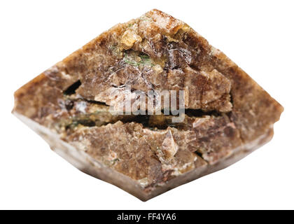 macro shooting of natural mineral stone - green Zircon crystals in rock isolated on white background Stock Photo