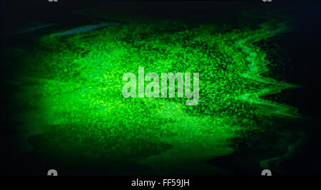 Green interlaced tv screen static noise, vignette abstraction background backdrop Stock Photo