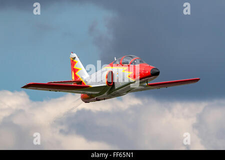 CASA C-101 Aviojet of “Patrulla Aguila” the formation aerobatic team of the Spanish Air force. Stock Photo