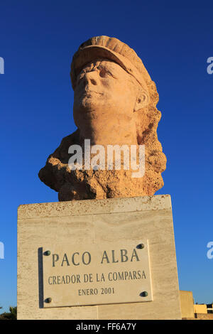 Bust of Francisco Alba Medina, known as Paco Alba, La Caleta beach, Cadiz, Spain Stock Photo