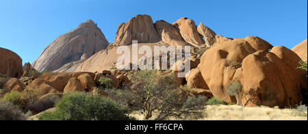 Panorama from two photos of the Spitzkoppe in Namibia Stock Photo
