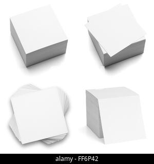 Collection of note paper stacks, isolated on the white background, clipping path included. Stock Photo