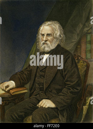 HENRY WADSWORTH LONGFELLOW /n(1807-1882). American poet. Color engraving, 1873. Stock Photo